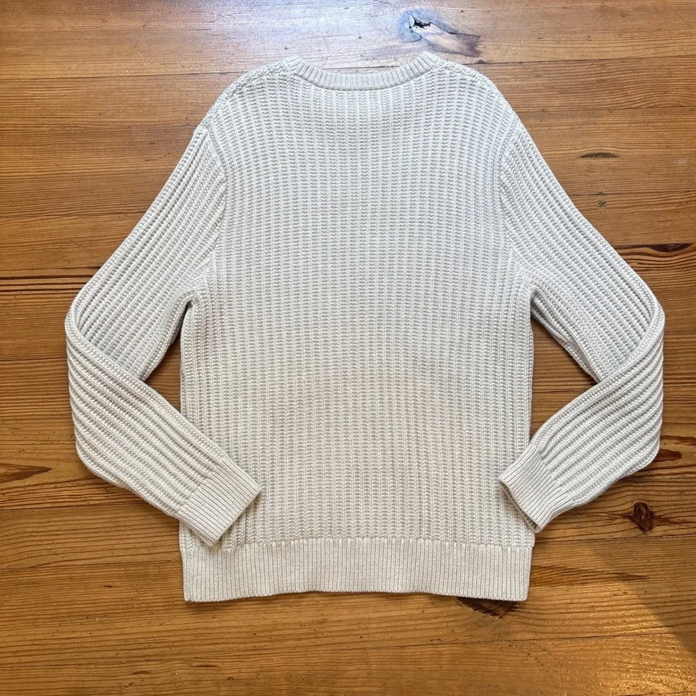 J Crew‎ Shaker Stitch Sweater Mens Cream Cotton Knit Crewneck SIZE XL